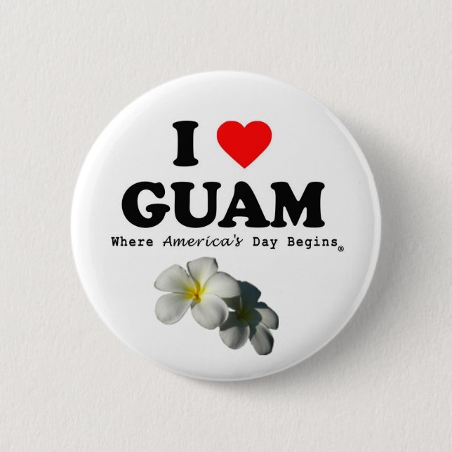 Badge Rond 5 Cm Bouton "J'AIME la GUAM " (Devant)