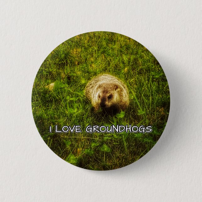 Badge Rond 5 Cm Bouton J'aime les marmottes (Devant)