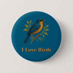 Badge Rond 5 Cm Bouton - J'aime les oiseaux