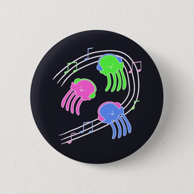 Badge Rond 5 Cm Bouton Jammin' Jellyfish (Devant)