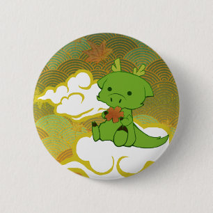 Badge Rond 5 Cm Bouton japonais de dragon