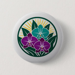Badge Rond 5 Cm Bouton Jardin d'orchidée vintage - Élégance intemp