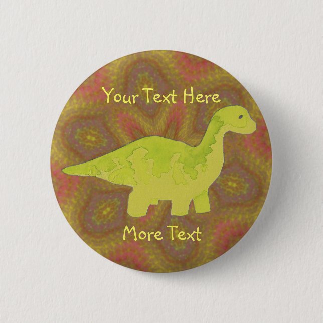 Badge Rond 5 Cm Bouton jaune de Dino (Devant)