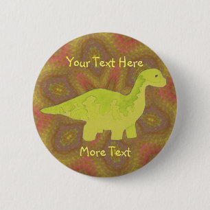 Badge Rond 5 Cm Bouton jaune de Dino