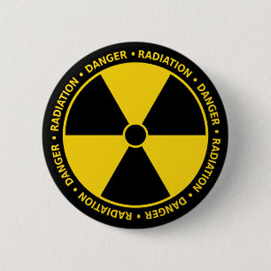 Badge Rond 5 Cm Bouton jaune de symbole de rayonnement