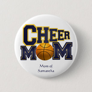 Badge Rond 5 Cm Bouton jaune et bleu de maman de pom-pom girl