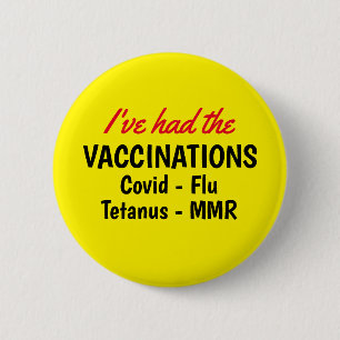 Badge Rond 5 Cm Bouton Jaune Liste de vos vaccinations