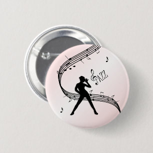 Badge Rond 5 Cm Bouton Jazz Dance Pink Music