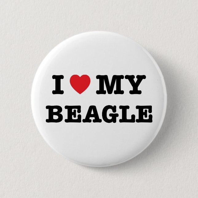 Badge Rond 5 Cm Bouton Je Coeur Mon Beagle (Devant)