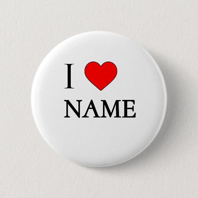 Badge Rond 5 Cm Bouton Je ❤️ Nom (personnalisable) (Devant)