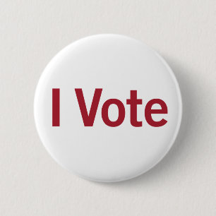 Badge Rond 5 Cm Bouton Je vote - Rouge sur blanc