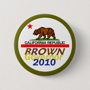 Badge Rond 5 Cm Bouton Jerry BROWN 2010