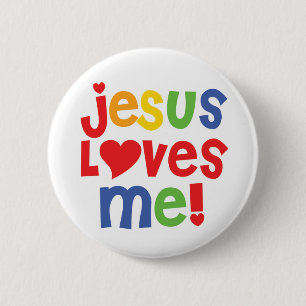 Badge Rond 5 Cm Bouton Jésus aime moi (personnalisable)