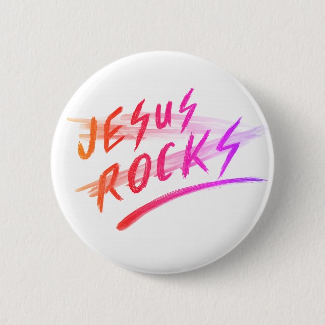 Badge Rond 5 Cm Bouton Jesus Rocks (Devant)
