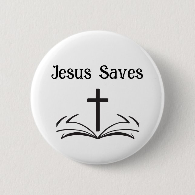 Badge Rond 5 Cm Bouton Jesus Saves (Devant)