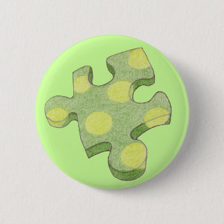 Badge Rond 5 Cm Bouton Jigsaw Green Piece