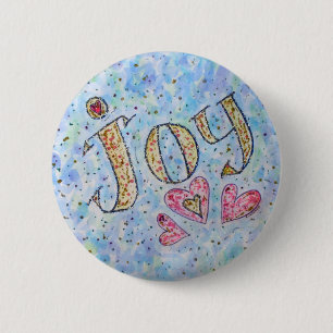 Badge Rond 5 Cm Bouton "Joie"