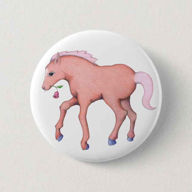 Badge Rond 5 Cm Bouton Joli cheval (Devant)