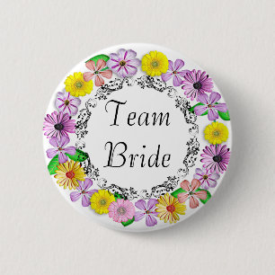 Badge Rond 5 Cm Bouton Joli floral Team Bride