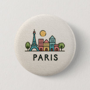 Badge Rond 5 Cm Bouton joli Paris pastel