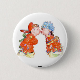 Badge Rond 5 Cm Bouton Joyeux Couple Marié