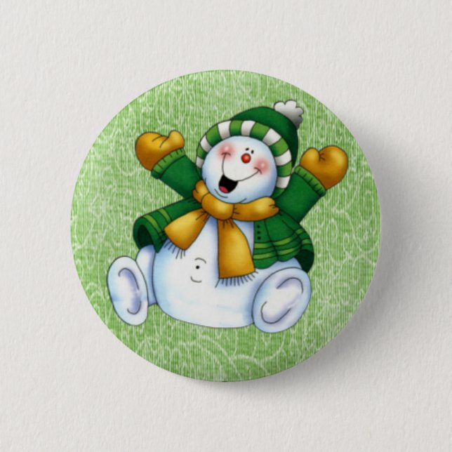 Badge Rond 5 Cm Bouton joyeux de bonhomme de neige (Devant)