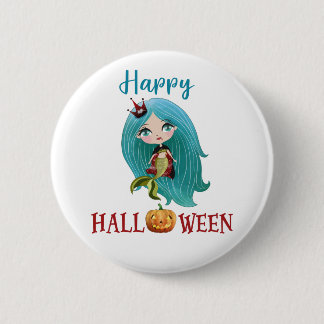 Badge Rond 5 Cm Bouton Joyeux Halloween Fille Sirène effrayante bo