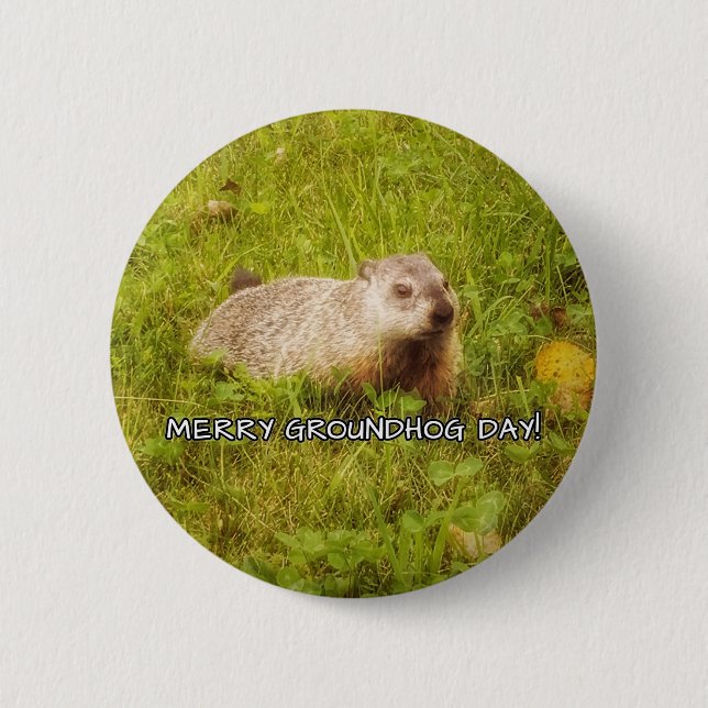 Badge Rond 5 Cm Bouton Joyeux Jour de marmotte (Devant)