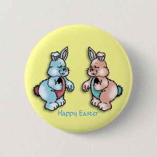 Badge Rond 5 Cm Bouton Joyeux lapin de Pâques