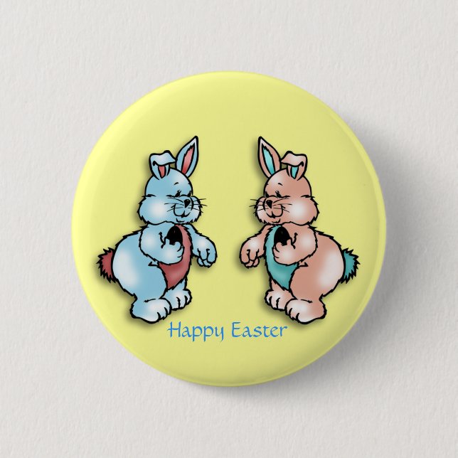 Badge Rond 5 Cm Bouton Joyeux lapin de Pâques (Devant)