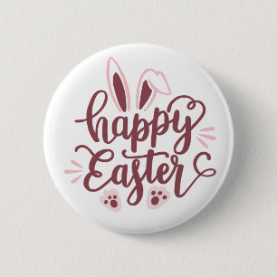 Badge Rond 5 Cm Bouton Joyeux Lapin de Pâques - Vacances de printe