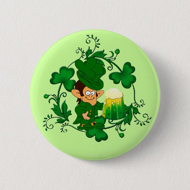 Badge Rond 5 Cm Bouton Joyeux Leprechaun (Devant)