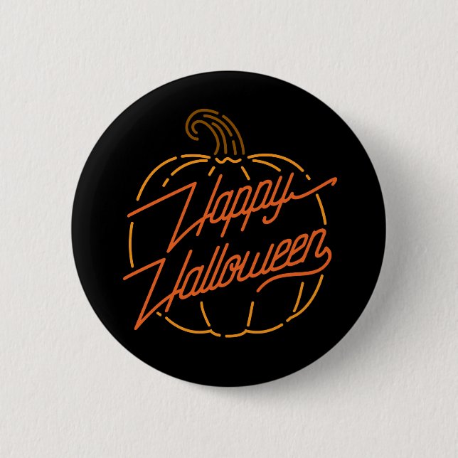 Badge Rond 5 Cm Bouton Joyeux Néon Halloween (Devant)