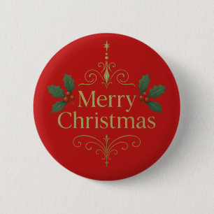 Badge Rond 5 Cm Bouton - Joyeux Noël Conception Festive