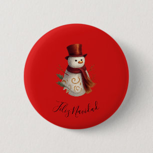 Badge Rond 5 Cm Bouton Joyeux Noël - Feliz Navidad