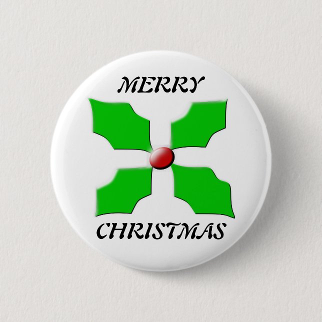 Badge Rond 5 Cm Bouton Joyeux Noël Holly (Devant)