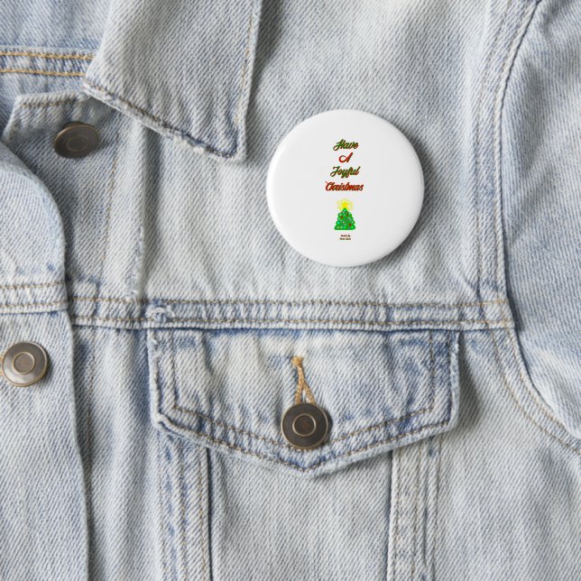 Badge Rond 5 Cm Bouton Joyeux Noël Round (En situation)