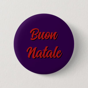 Badge Rond 5 Cm Bouton Joyeux Noël Violet - Buon Natale