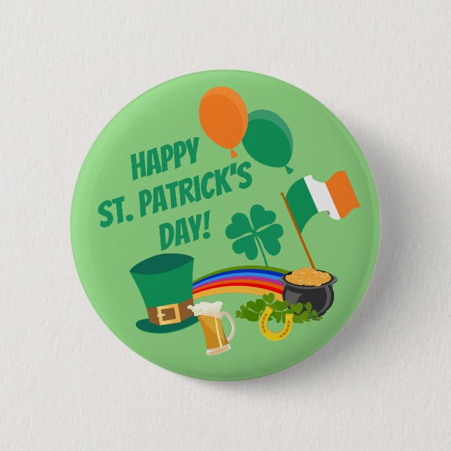 Badge Rond 5 Cm Bouton Joyeux Saint Patrick's Day (Devant)