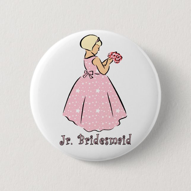 Badge Rond 5 Cm Bouton : Jr Bridesmaid (Devant)