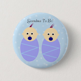 Badge Rond 5 Cm Bouton jumeau bleu de grand-mère de garçons