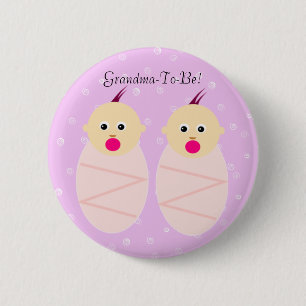 Badge Rond 5 Cm Bouton jumeau rose de grand-mère de filles