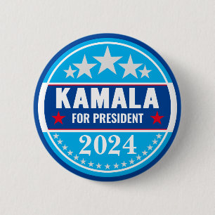 Badge Rond 5 Cm Bouton Kamala Harris 2024 pour la présidence
