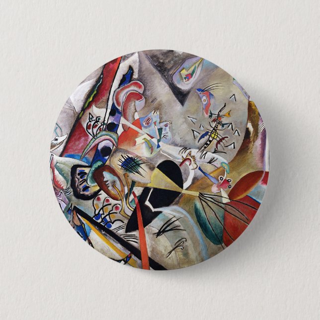 Badge Rond 5 Cm Bouton Kandinsky En Gris (Devant)