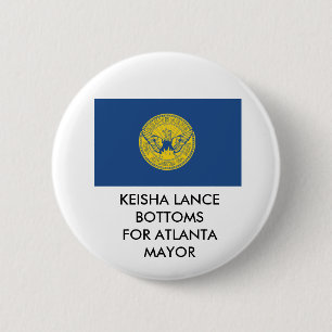 BADGE ROND 5 CM BOUTON KEISHA LANCE POUR ATLANTA MAYOR