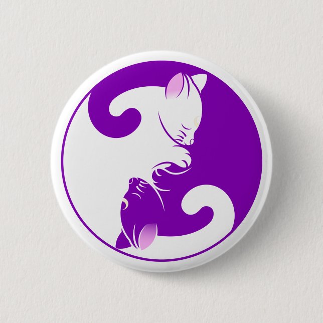 Badge Rond 5 Cm bouton kitten yin yang (Devant)