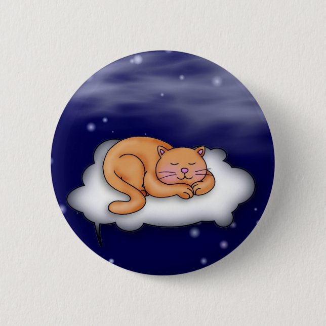 Badge Rond 5 Cm Bouton Kitty couché (Devant)
