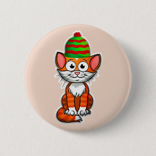 Badge Rond 5 Cm bouton kitty de noël
