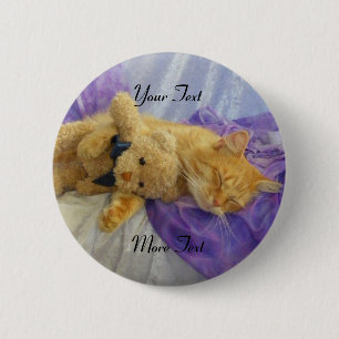 Badge Rond 5 Cm Bouton Kitty Snoozing