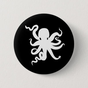 Badge Rond 5 Cm Bouton Kraken de calmar de la petite pieuvre